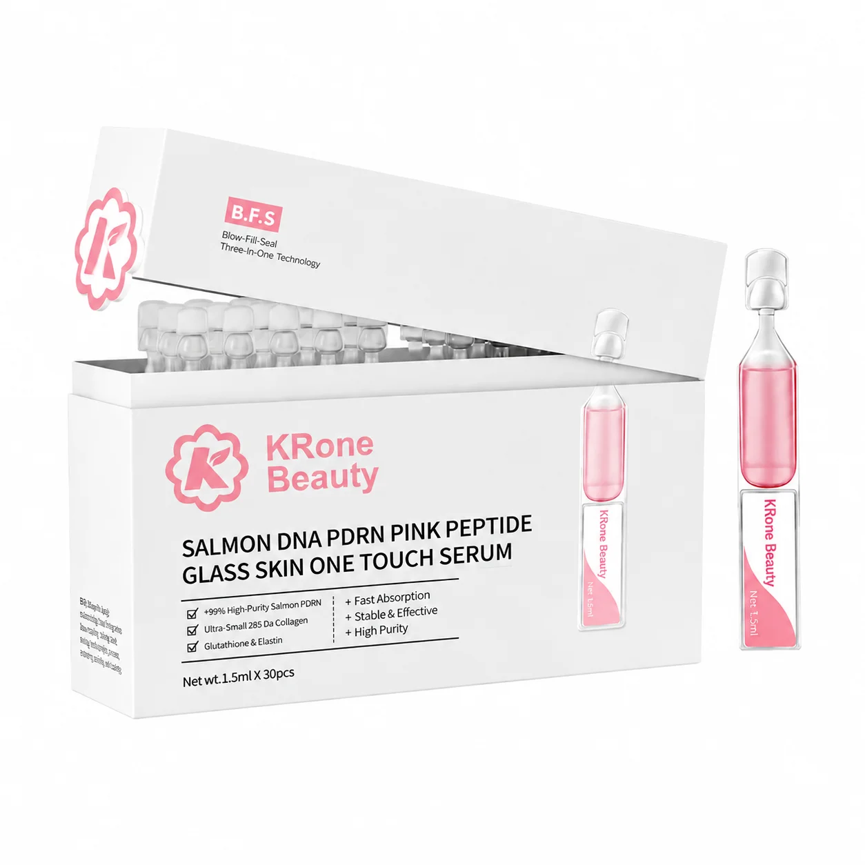 GMPC Factory 99% Salmon DNA PDRN Serum BFS Aseptic Filling 285Da Collagen Zero Preservative Post Procedure Repair MoCRA Ready