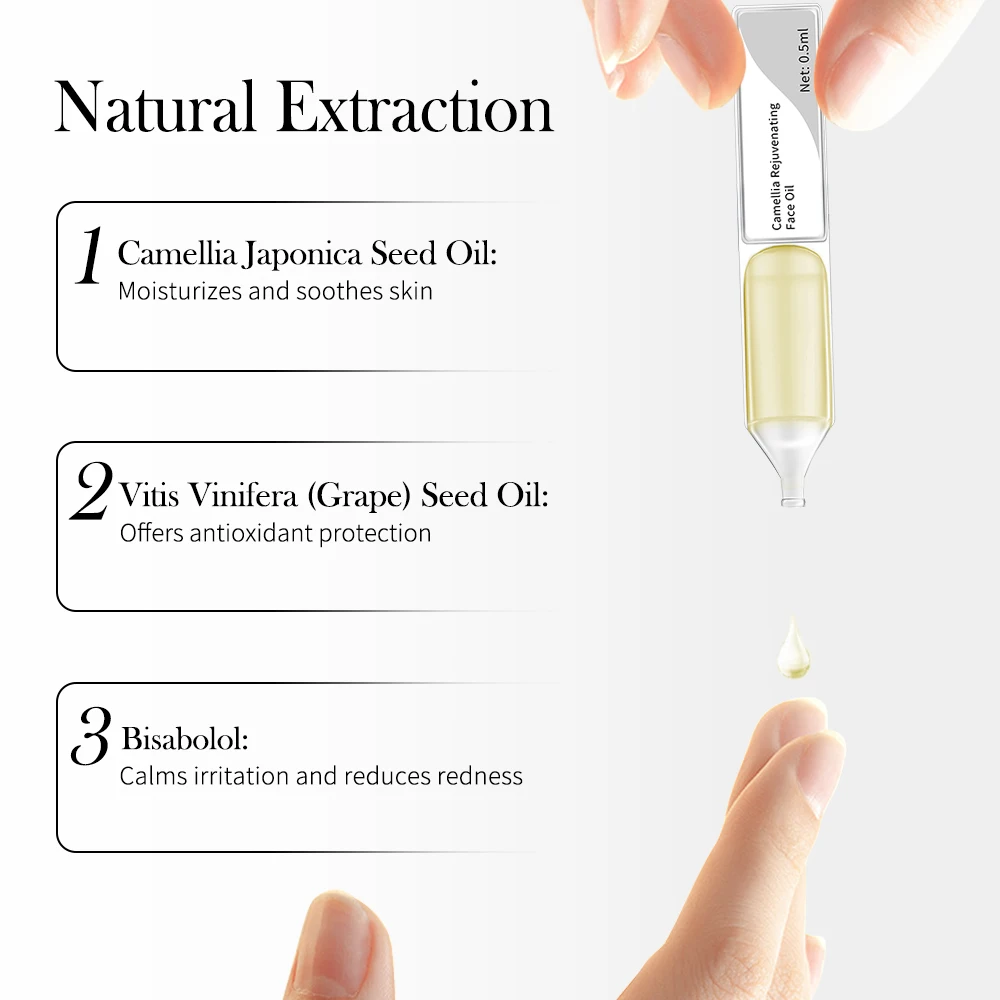 OEM ODM Manufacturer Pure Botanicals Camellia Rejuvenating Soothes Skin Face Oil Serum Capsules for Dryness Sensitivity Dullness
