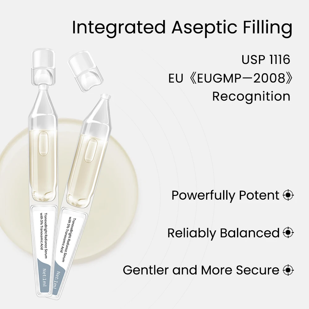 GMPC Factory 5% Tranexamic Acid Brightening Serum Gentle Sensitive Skin Aseptic Silicone Free Soothing Redness OEM MoCRA Ready