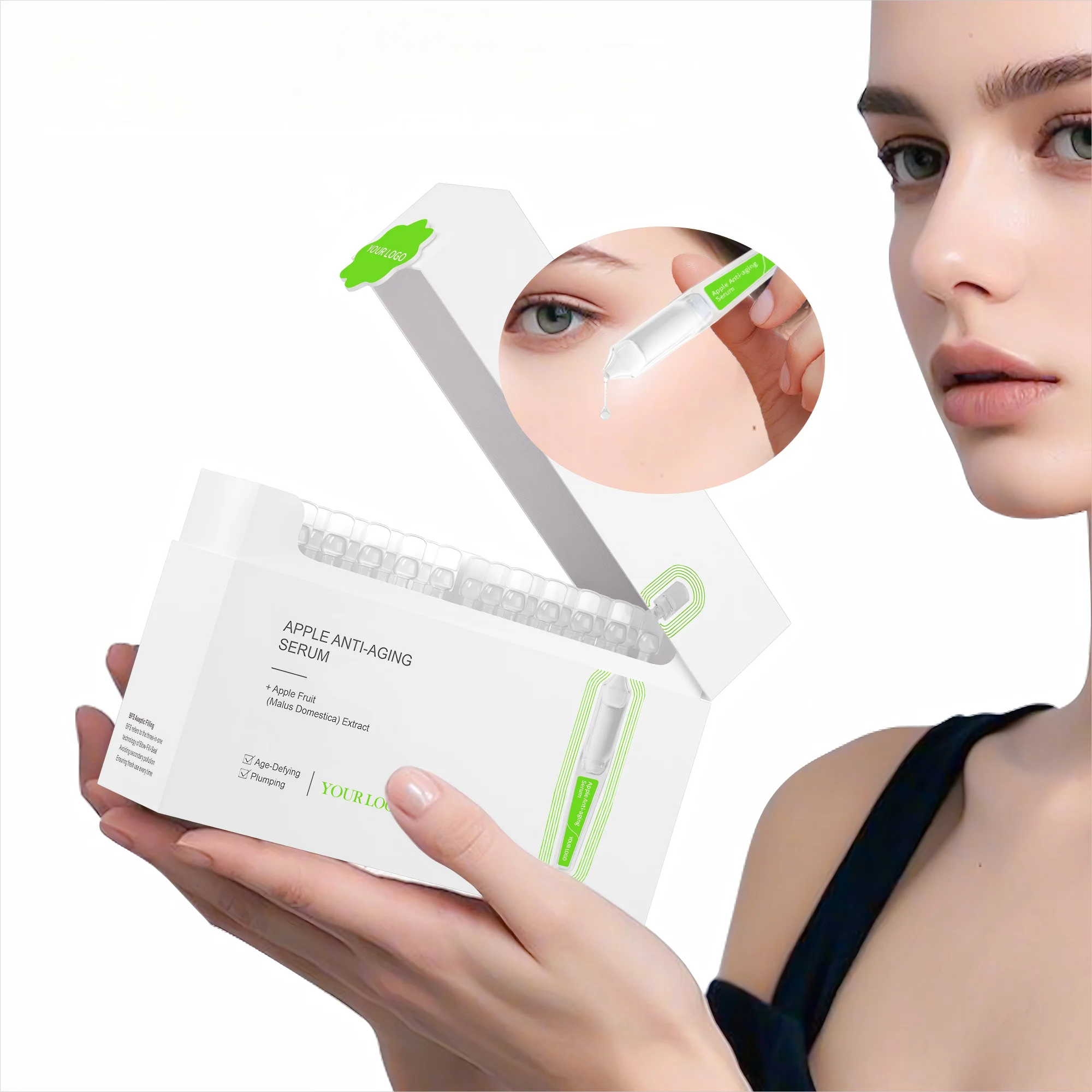 OEM/ODM Wholesale Apple Anti Aging Face Serum Liquid with Collagen Lifting for Fine Lines Wrinkles Skincare Travel Size Oil-Free