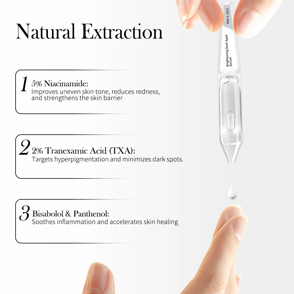 OEM/ODM 2% Tranexamic Acid Brightening Dark Spot Face Serum Tubes with 5% Niacinamide Target Redness and Irritation