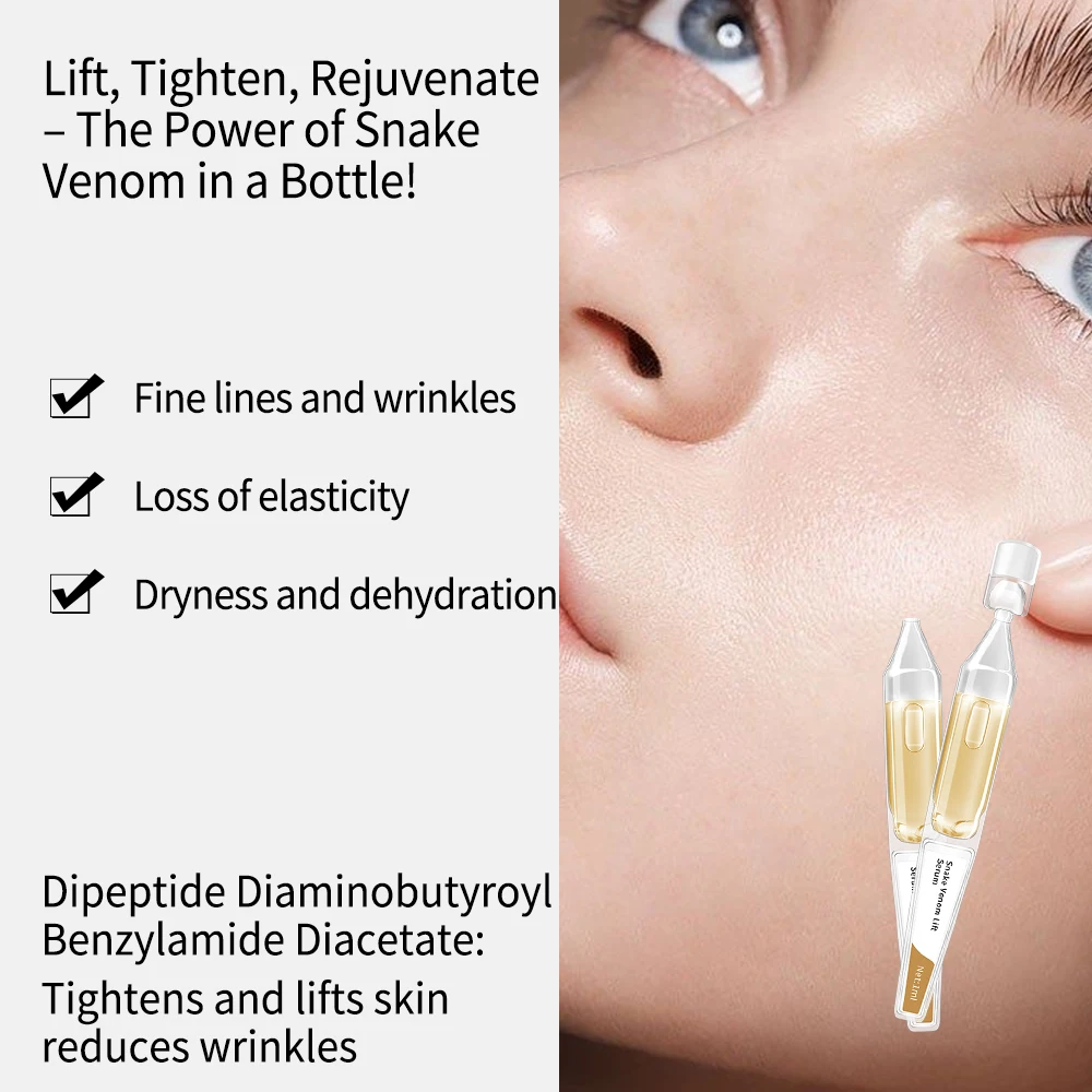 OEM/ODM Snake Venom Dipeptide Liquid Anti-Wrinkle Anti-Aging Lift Face Serum Daily Use Formula