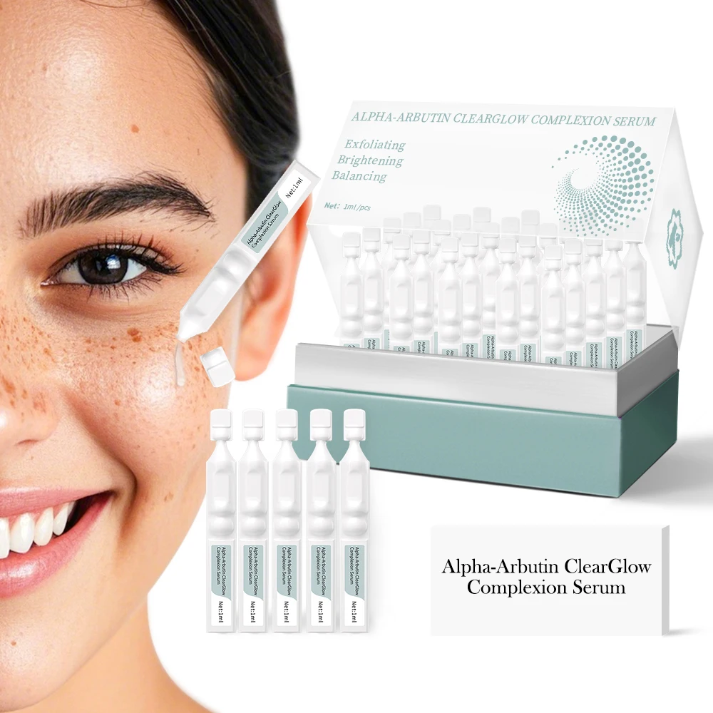 Premium Alpha-Arbutin ClearGlow Complexion Face Serum with Lactic Acid Exfoliating for Redness and Mild Breakouts
