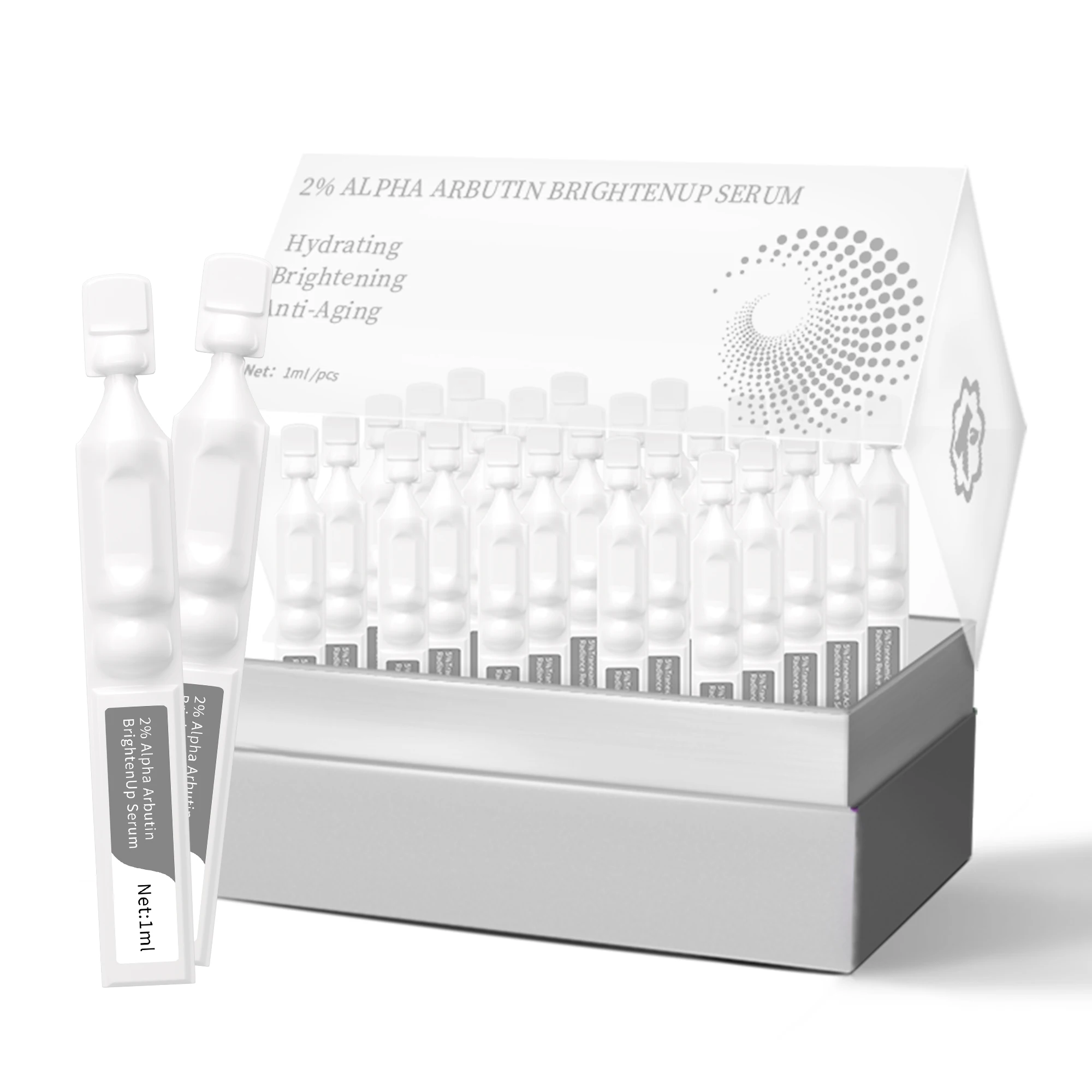 GMPC Factory 2% Alpha Arbutin Ferulic Acid Brightening Anti Aging Hydrating Face Serum OEM Wholesale MoCRA Ready