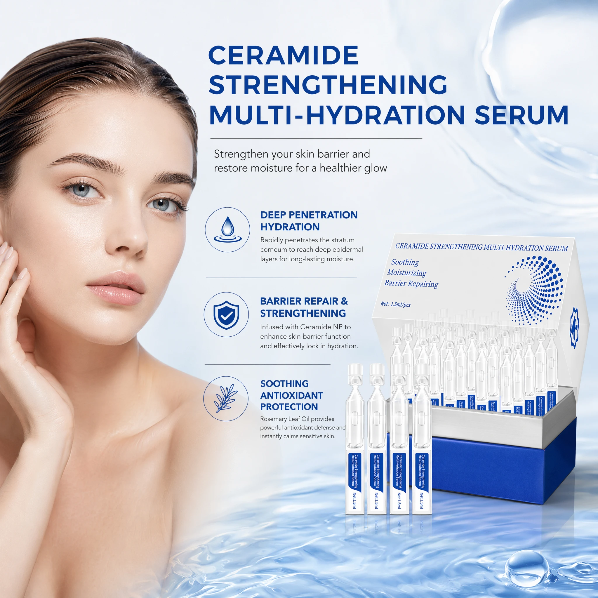 Contract Manufacturing CeramideNP Complex Barrier Repair Face Serum Liquid MultiLayer Hydration Strengthening Vegan All Skin