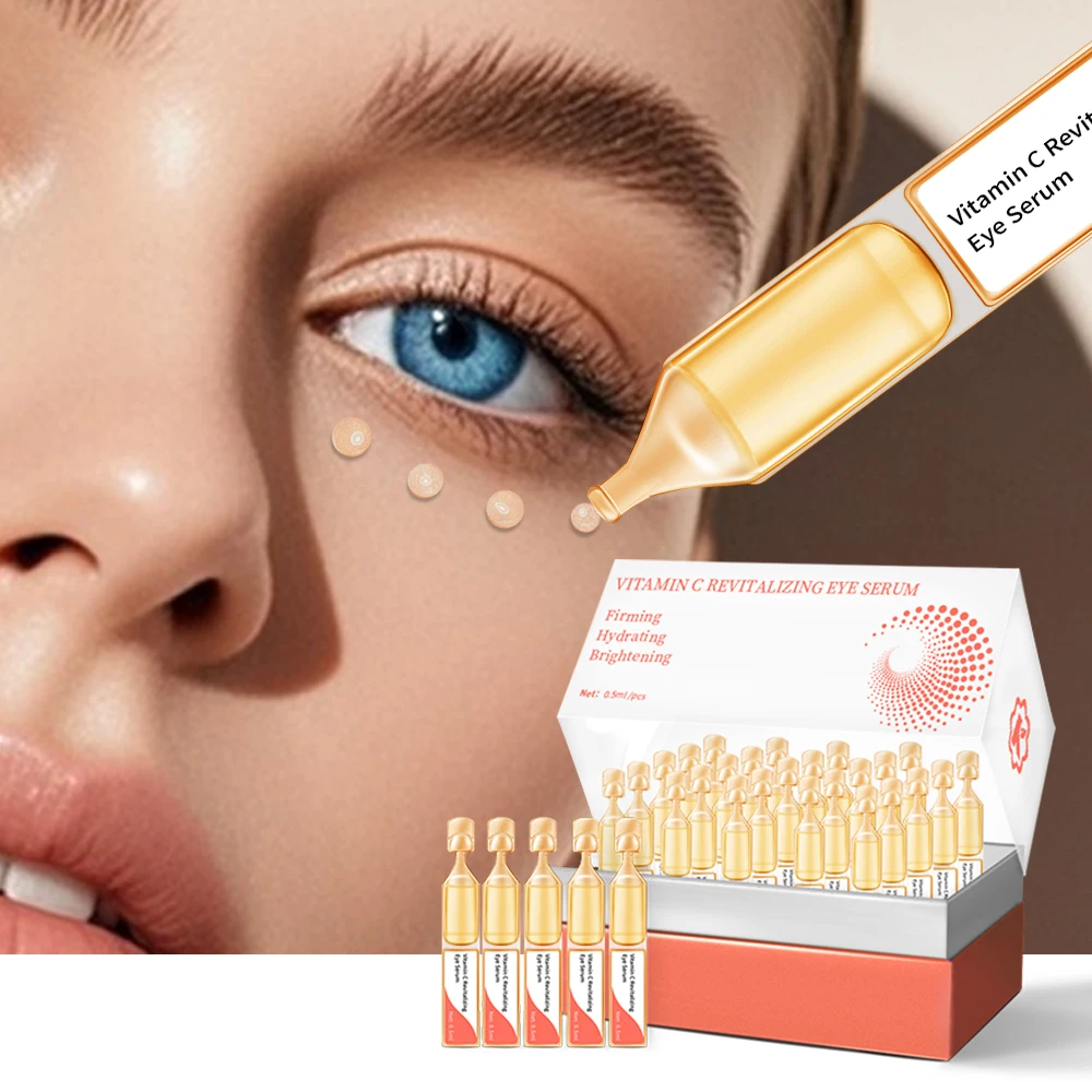 OEM/ODM Premium Vitamin C Revitalizing Eye Serum Hydrating Firming Benefits Travel Size for Dark Circles Puffiness Anti-wrinkles