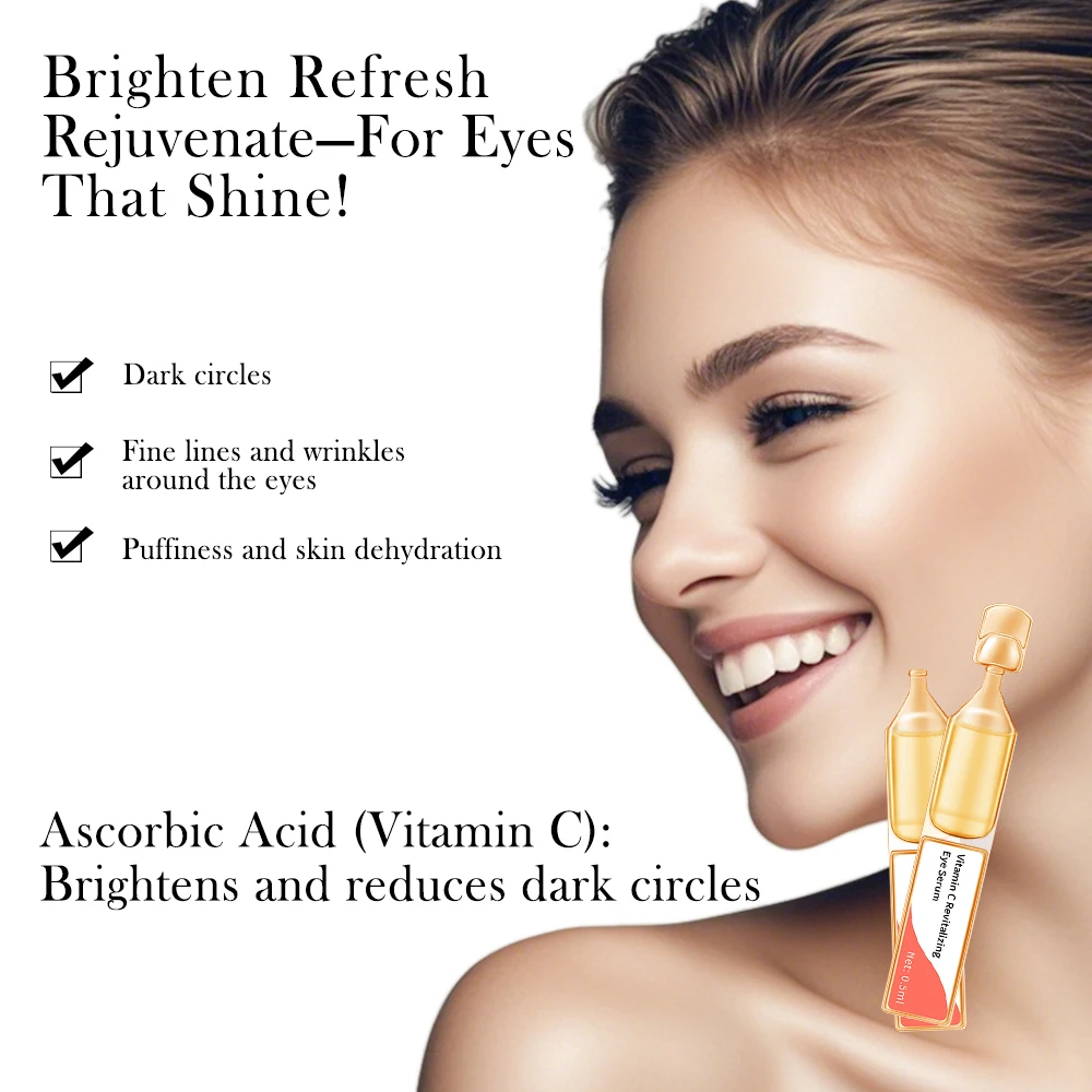 OEM/ODM Premium Vitamin C Revitalizing Eye Serum Hydrating Firming Benefits Travel Size for Dark Circles Puffiness Anti-wrinkles