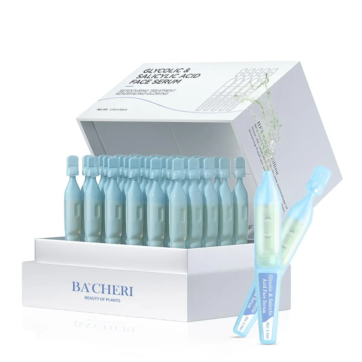 AHA BHA Exfoliating Facial Serum Capsules Salicylic Acid for Hydrating Smoothing Anti-Aging Skin Care Paraben-Free OEM/ODM