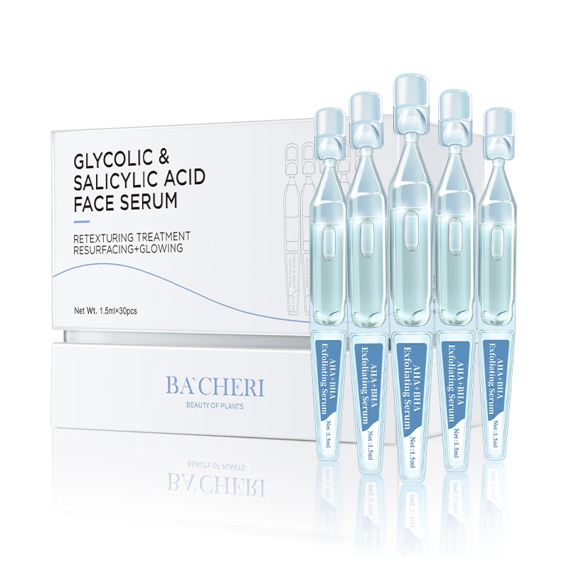 OEM ODM Skin Care Facial Exfoliating Pores Shrinking Oil Control Acne Mandelic Glycolic Salicylic Acid Ampoule Serum